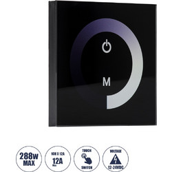 GLOBOSTAR(R) DIMTOUCH 73318 Dimmer Τοίχου με Touch Panel με 1 x 12A 288W Κανάλι DC 12-24V 12A 288W Max IP20 - Μ9 x Π9 x Υ3.5cm