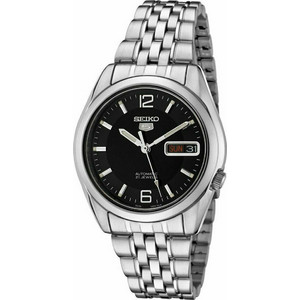 Seiko 5 Date Ανδρικό Ρολόι Αυτόματο με Ασημί Μεταλλικό Μπρασελέ SNK393K1