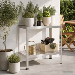 Τραπέζι φύτευσης 80 x 50 x 80 cm Ανοξείδωτο Ατσάλι Ασημί 8014887