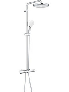 New Tempesta 250 Grohe Μοντέρνα Αυξομειώμενη Στήλη Ντουζ Με Θερμοστατική Μπαταρία και Στρόγγυλη Κεφαλή O25 σε 2 Χρώματα Χρωμέ