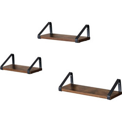 VASAGLE Σετ Επιτοίχια Ξύλινα Ράφια 40 x 12 x 11 cm 3 τμχ LWS33BX