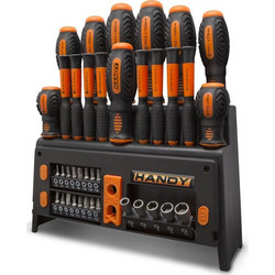 HANDY TOOLS Σέτ Κατσαβίδια μύτες και καρυδάκια CR.V. 39 Τμχ Με Στάντ 22684