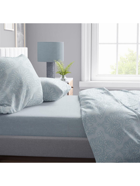 Πάπλωμα Εμπριμέ Άρτεμις 705 220X240 Light Blue-Grey 100% Cotton Dimcol