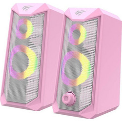 Havit SK202 Ηχεία Υπολογιστή 2.0 10W με RGB Φωτισμό Pink