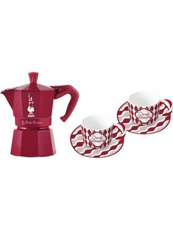 Bialetti Candyland Σετ: Moka Express 3TZ (150 ml) κόκκινη + 2 φλιτζάνια