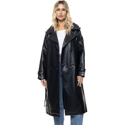 Splendid Γυναικεία Καπαρντίνα Leather-Look Μαύρη 56-101-020