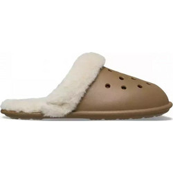 Crocs Classic Χειμερινές Γυναικείες Παντόφλες με Γούνα Καφέ