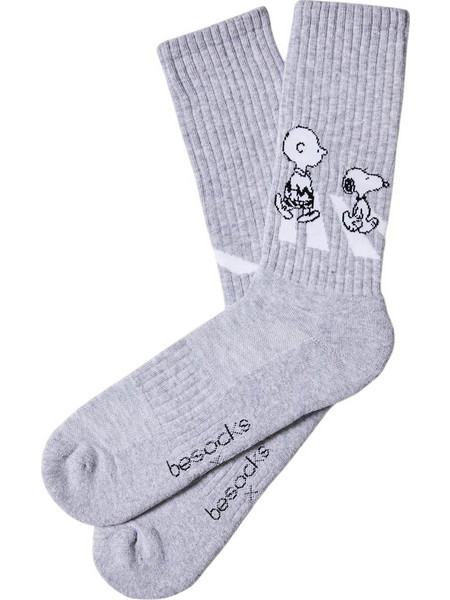 Besocks Snoopy Ανδρικές Κάλτσες Ψηλές με Σχέδια Γκρι 648103