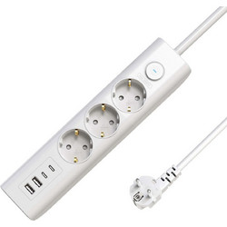 MicroConnect Πολύπριζο 3 Θέσεων με USB-A, Διακόπτη και Καλώδιο 1.5m MC-GRU00315WS-USB