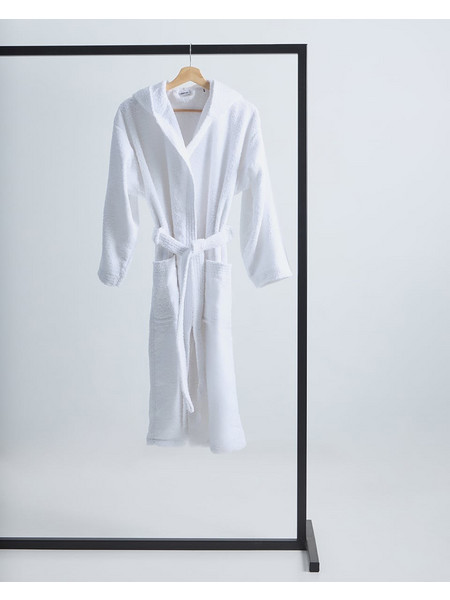 Pennie Unisex Βαμβακερό Πετσετέ Λευκό Μπουρνούζι με Κουκούλα Adore