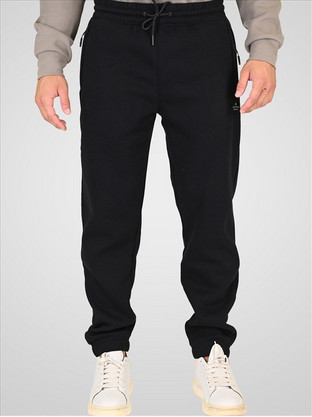 Rebase Ανδρικό Παντελόνι Φόρμας Fleece Μαύρο RPAN-6046
