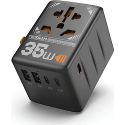 ΦΟΡΤΙΣΤΈΣ & ΚΑΛΏΔΙΑ ΦΌΡΤΙΣΗΣ ΣΥΣΚΕΥΏΝ TESSAN UNIVERSAL TRAVEL ADAPTER 2XUSB, 3XTYPE-C MA