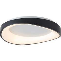 InLight Πλαφονιέρα οροφής LED 36W 3CCT (by tuya) από μαύρο μέταλλο και λευκό ακρυλικό D:52cm (42033-Black)