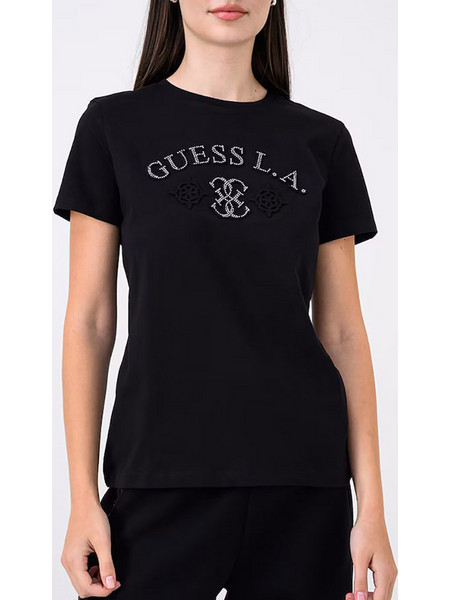 GUESS ELSA CN SS T-SHIRT ΜΠΛΟΥΖΑ ΓΥΝΑΙΚΕΙΟ V6BI12K6647-JBLK Black