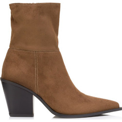 Corina Γυναικεία Μποτάκια Cowgirl Suede Καφέ με Χοντρό Χαμηλό Τακούνι M6775
