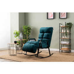 Rocking Chair Lena Single Petrol Green Fabric: 100% Polyester Fabric