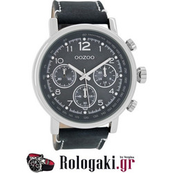 Oozoo Timepieces Ανδρικό Ρολόι Χρονογράφος με Μπλε Δερμάτινο Λουράκι C7507