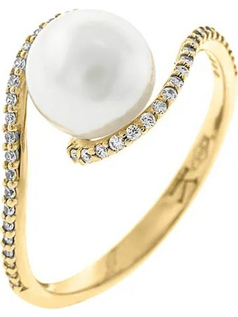 Million Diamonds Γυναικείο Δαχτυλίδι από Χρυσό 14K με Ζιργκόν & Πέρλα RZ8323