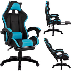 HomeMarkt Καρέκλα Gaming Δερματίνης με Υποπόδιο Μαύρη Μπλε HM1132.08