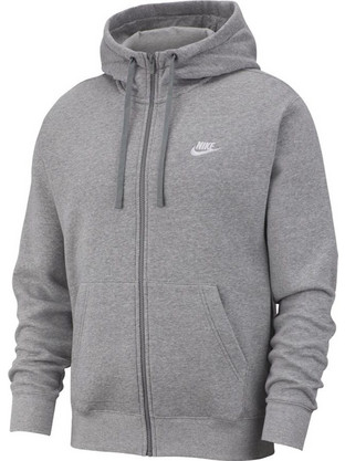 Nike Sportswear Club Ανδρική Ζακέτα Φούτερ με Κουκούλα και Φερμουάρ Γκρι BV2645-063