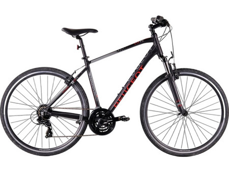 Peugeot T17-FS Ποδήλατο Trekking 28" Αλουμινίου με 24 Ταχύτητες Μαύρο Κόκκινο