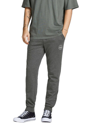 Jack & Jones Ανδρικό Παντελόνι Φόρμας με Λάστιχο Ανθρακί 12165322