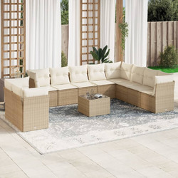 vidaXL Σετ Σαλόνι Κήπου Rattan 11τμχ Μπεζ 3217868