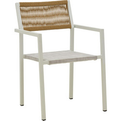 Pakoworld Savor Πολυθρόνα Κήπου Rattan Μπεζ Λευκή 291-000017