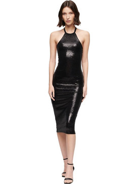 Superdry Midi Βραδινό Φόρεμα με Παγιέτες Μαύρο W8011581A-6KK