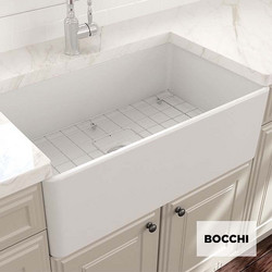 Bocchi 1138-300 White Επικαθήμενος Νεροχύτης Πορσελάνης Σατινέ 76x46cm