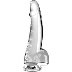 Pipedream King Cock Ρεαλιστικό Dildo με Βεντούζα & Όρχεις 15.2cm Clear