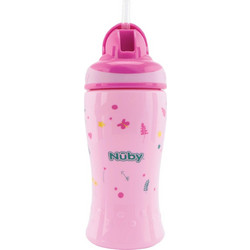 Nuby Flip-It Παιδικό Μπουκάλι Πλαστικό με Καλαμάκι Ροζ 360ml