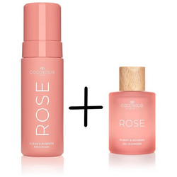 Cocosolis Rose Clean & Hydrate Face Foam 150ml + Rose Purify & Nourish Oil Cleanser 50ml