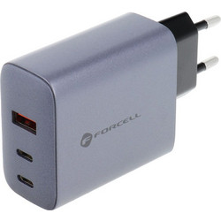 Forcell Φορτιστής χωρίς Καλώδιο με Θύρα USB-A & 2 Θύρες USB-C 65W Quick Charge 4.0 & Power Delivery F-Energy Gray