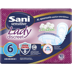 Sani Sensitive Lady No6 XLarge Σερβιέτες Ακράτειας 7 Σταγόνες 10τμχ