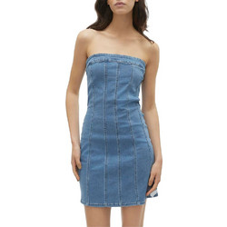Vero Moda Mini Καλοκαιρινό Καθημερινό Φόρεμα Τζιν Μπλε 10310272