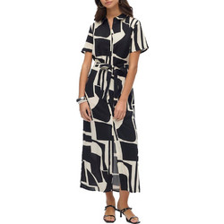 Vero Moda Midi Καλοκαιρινό Καθημερινό Φόρεμα Σεμιζιέ Μαύρο Λευκό 10297365