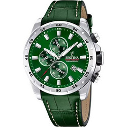 Festina Ανδρικό Ρολόι Χρονογράφος με Πράσινο Δερμάτινο Λουράκι F20692/3