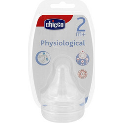 Chicco Physiological Θηλή Σιλικόνης για Μπιμπερό 2m+ Ρυθμιζόμενης Ροής 2τμχ