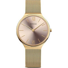 Bering Ultra Slim Γυναικείο Ρολόι με Χρυσό Μεταλλικό Μπρασελέ 18434-336