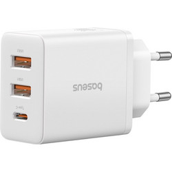 Baseus GaN Φορτιστής χωρίς Καλώδιο με 2 Θύρες USB-A & Θύρα USB-C 30W Quick Charge 3.0 White