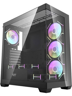 Darkflash DS900 & Fans Black Gaming Midi Tower Κουτί Υπολογιστή με Πλαϊνό Παράθυρο