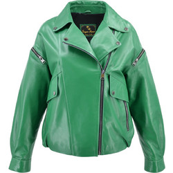 Leather 100 Γυναικείο Μπουφάν Χειμωνιάτικο Δερμάτινο Μακρύ Πράσινο 45S-W-Z-125