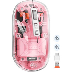 Meetion MT-BTM005 Ασύρματο Bluetooth Ποντίκι Pink Transparent