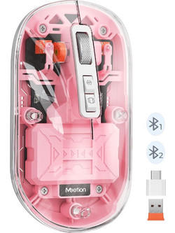 Meetion MT-BTM005 Ασύρματο Bluetooth Ποντίκι Pink Transparent