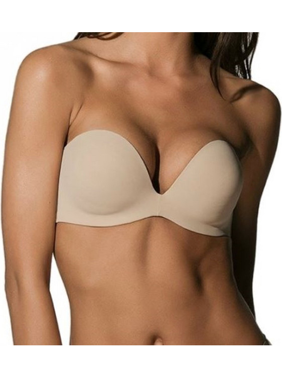 Luna Σουτιέν Strapless Push Up χωρίς Μπανέλα Μπεζ 11064