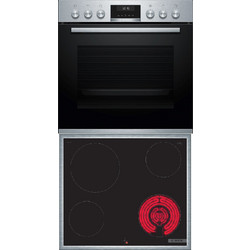 Bosch Φούρνος Ηλεκτρικός Άνω Πάγκου 71lt HEG537BS4 με Κεραμικές Εστίες NKF645GA2E