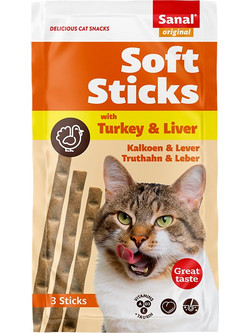 Sanal Soft Sticks Turkey & Liver 15gr
