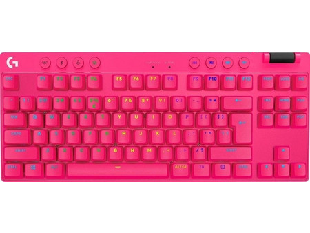 Logitech G Pro X Ασύρματο Μηχανικό Gaming Πληκτρολόγιο TenKeyLess με GL Tactile Διακόπτες RGB Fuchsia
