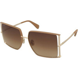 Max Mara MM0120 47F Γυναικεία Γυαλιά Ηλίου Τετράγωνα Μεταλλικά Χρυσά με Καφέ Φακό